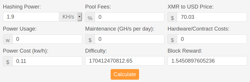 crypto mining calculator monero